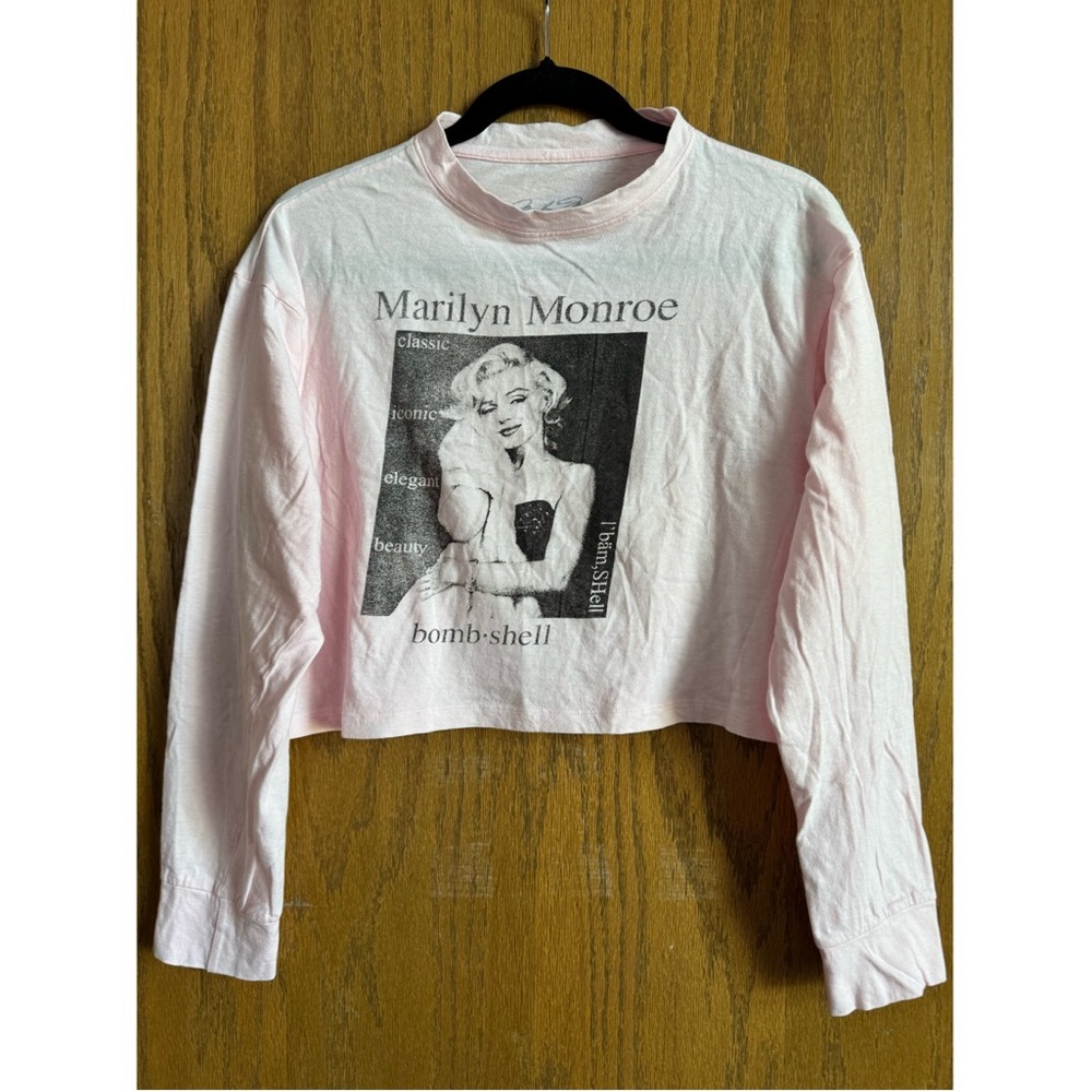 Marilyn Monroe Pink Long Sleeve Crop Top